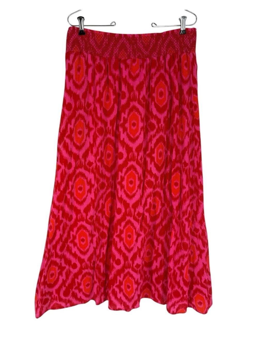 Old Navy Maxi Skirt Womens Size Large Bright Pink Ikat Print Cotton Flowy